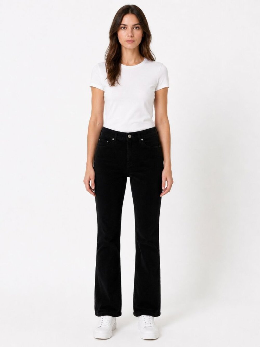 Talbots Petites Curvy Black Corduroy Straight Leg Pants Size 8P